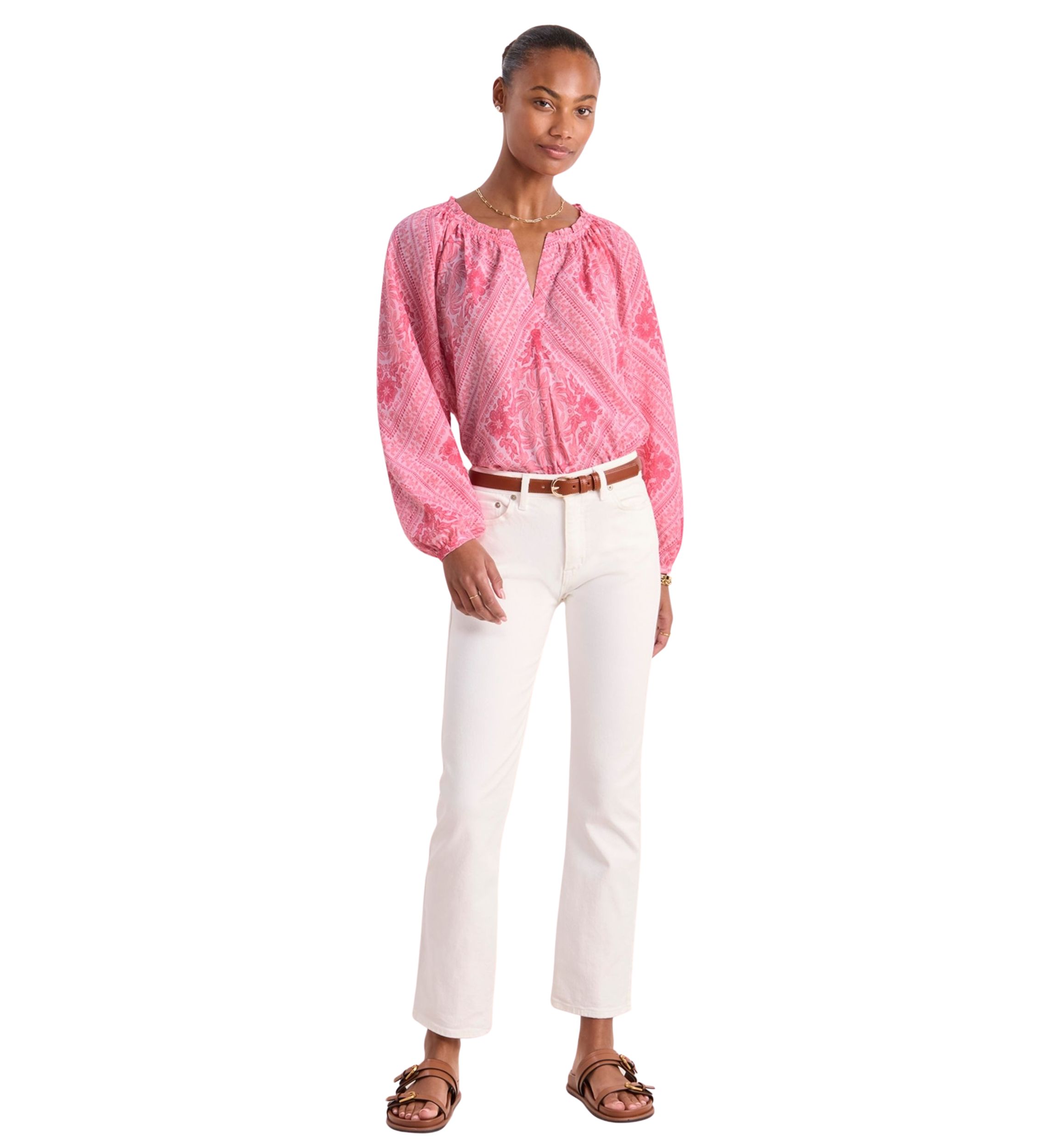 Womens Long Sleeve V-Neck Blouse