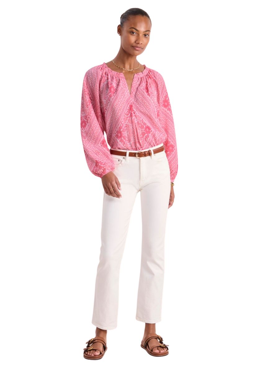 Womens Long Sleeve V-Neck Blouse