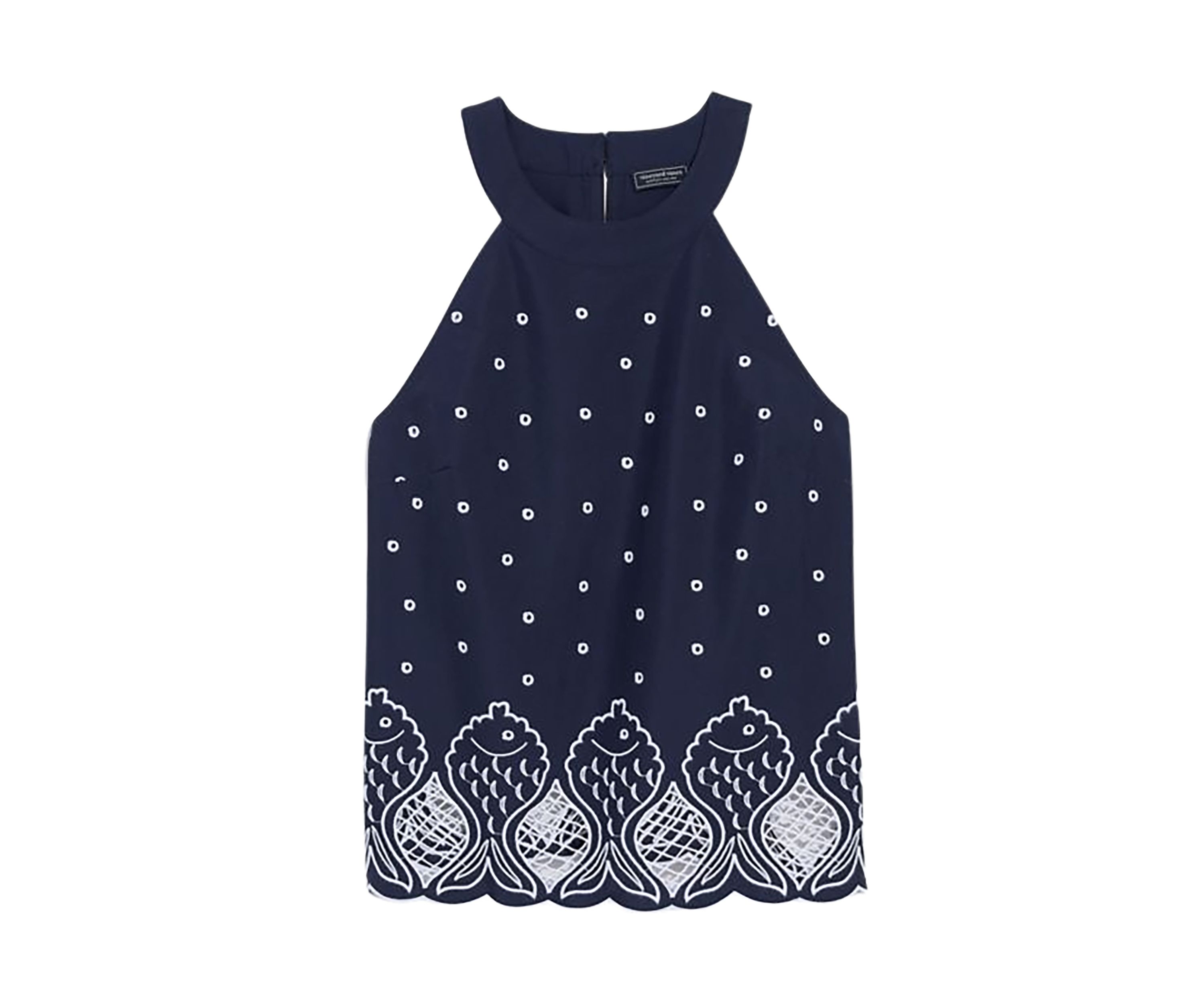 Womens Eyelet Fish Halter Top