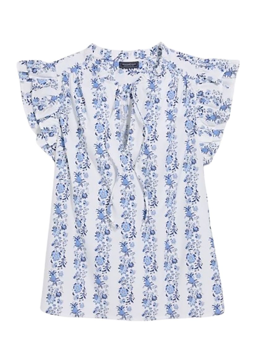 Womens Ruffle Sleeve Popover Top