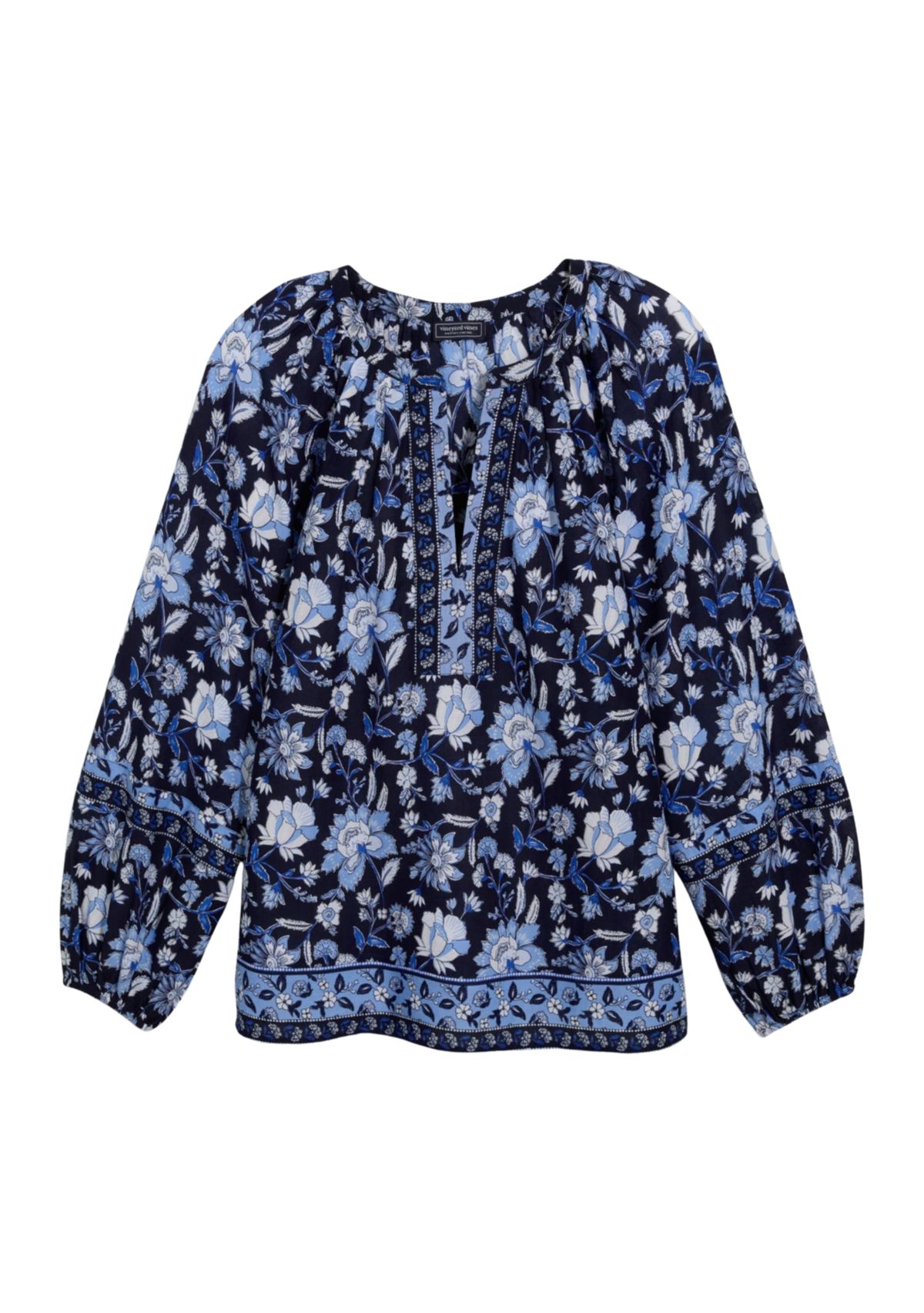 Womens Long Sleeve V-Neck Popover Top