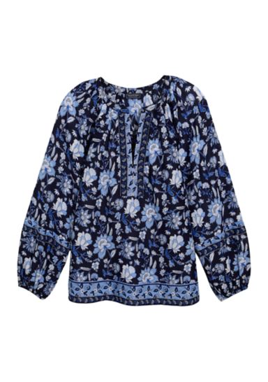 Women's Long Sleeve V-Neck Popover Top