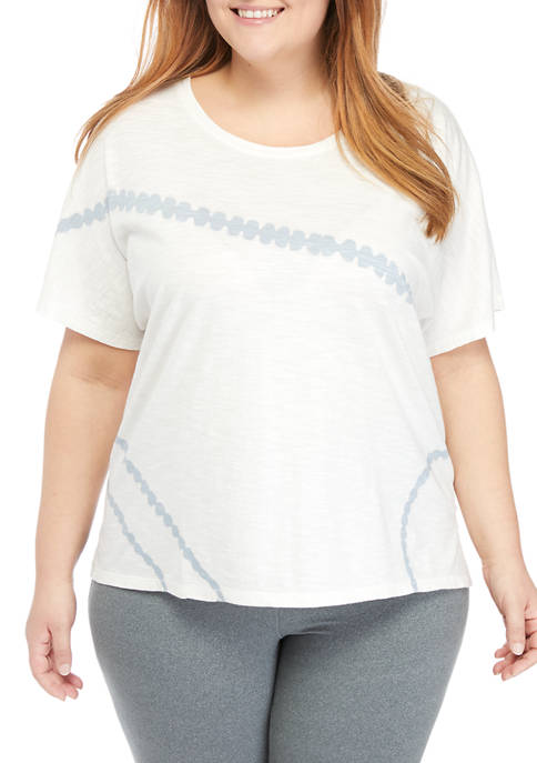 Plus Size Short Sleeve Abstract T-Shirt 