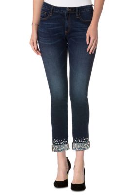 Miss Me Embellished Roll Cuff Ankle Skinny Jeans Belk 6094