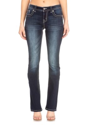 high rise dark wash bootcut jeans