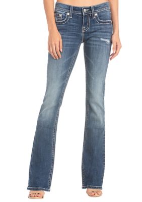 Miss Me Women S Boot Cut Cow Hide Flap Medium Wash Jeans Belk