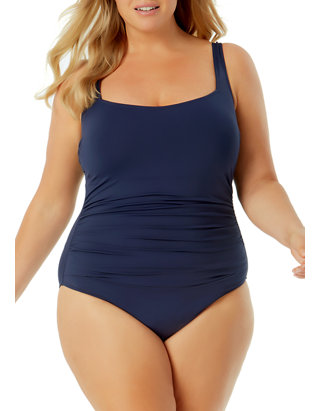 Catalina Womens Plus-Size Shirred One Piece Swimsuit One Piece Swimsuit