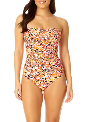 Teen Girls Ditsy Floral Print Asymmetrical One Piece Swimsuit