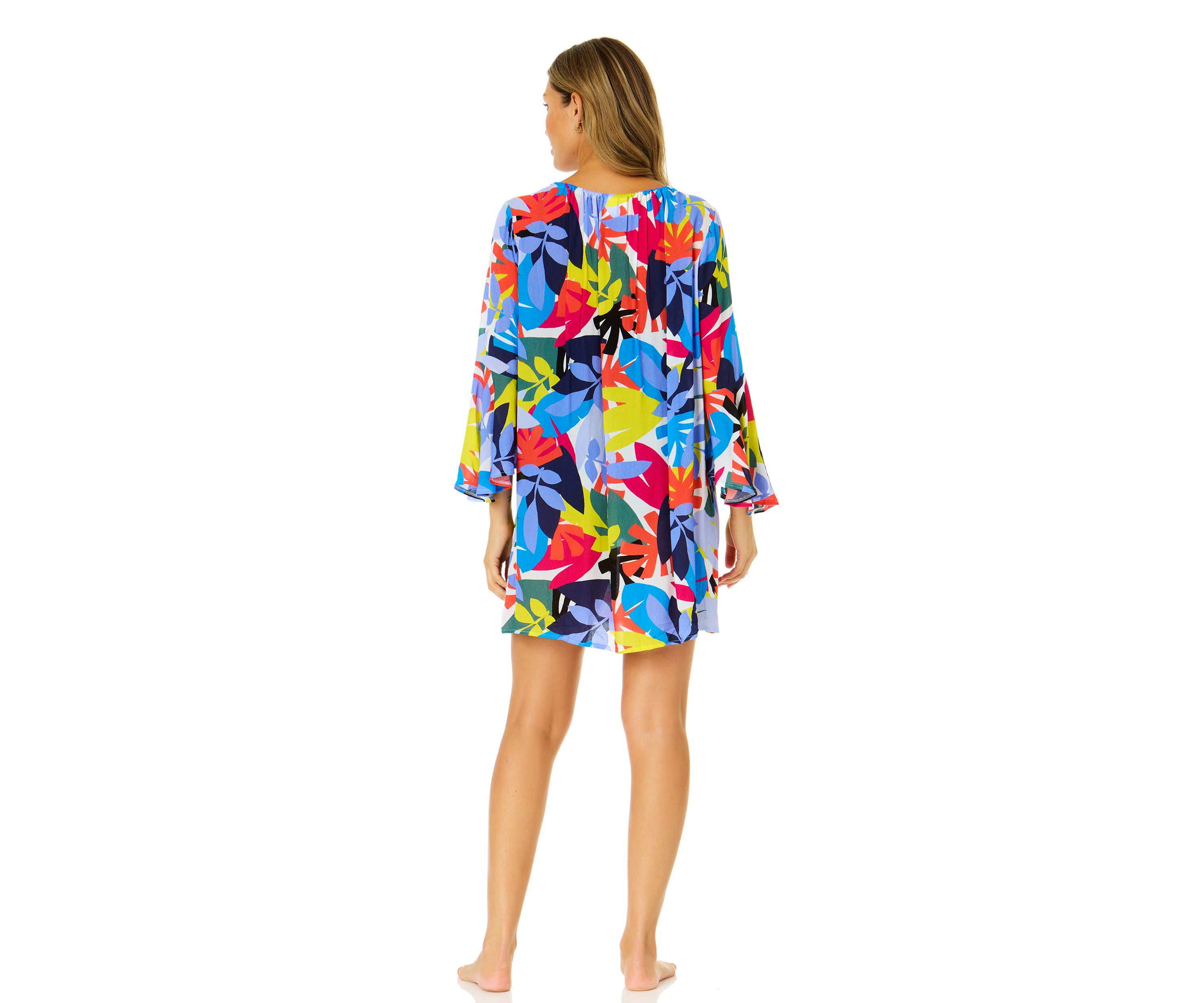 Tropical Stamp Bell Sleeve Tunic 