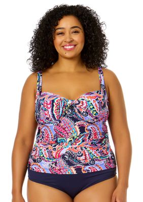 Swimsuits For All Women's Plus Size Keyhole Underwire Tankini Top