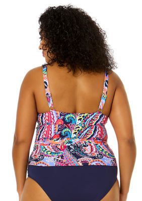 Anne Cole Berry Plus Size Twist-Front Strapless Tankini Swim Top, US 18W