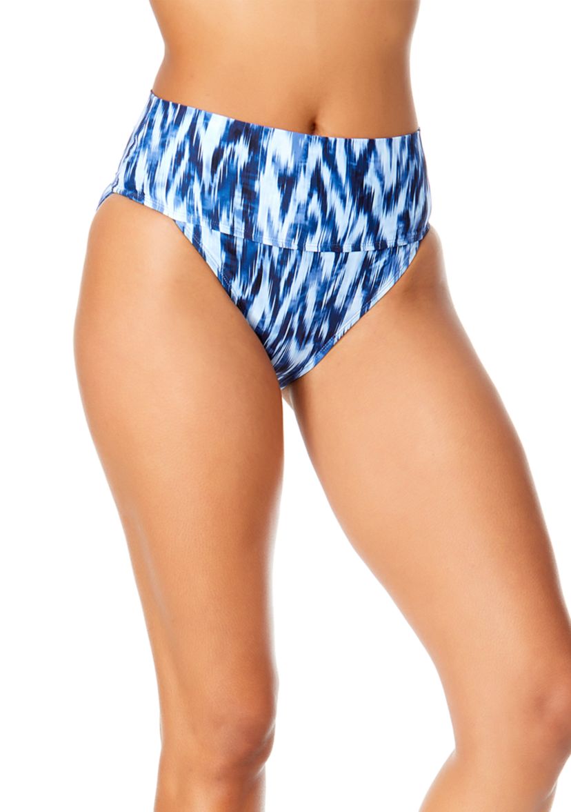 Tie Dye Ikat Soft Band High Waist Swim Bottoms