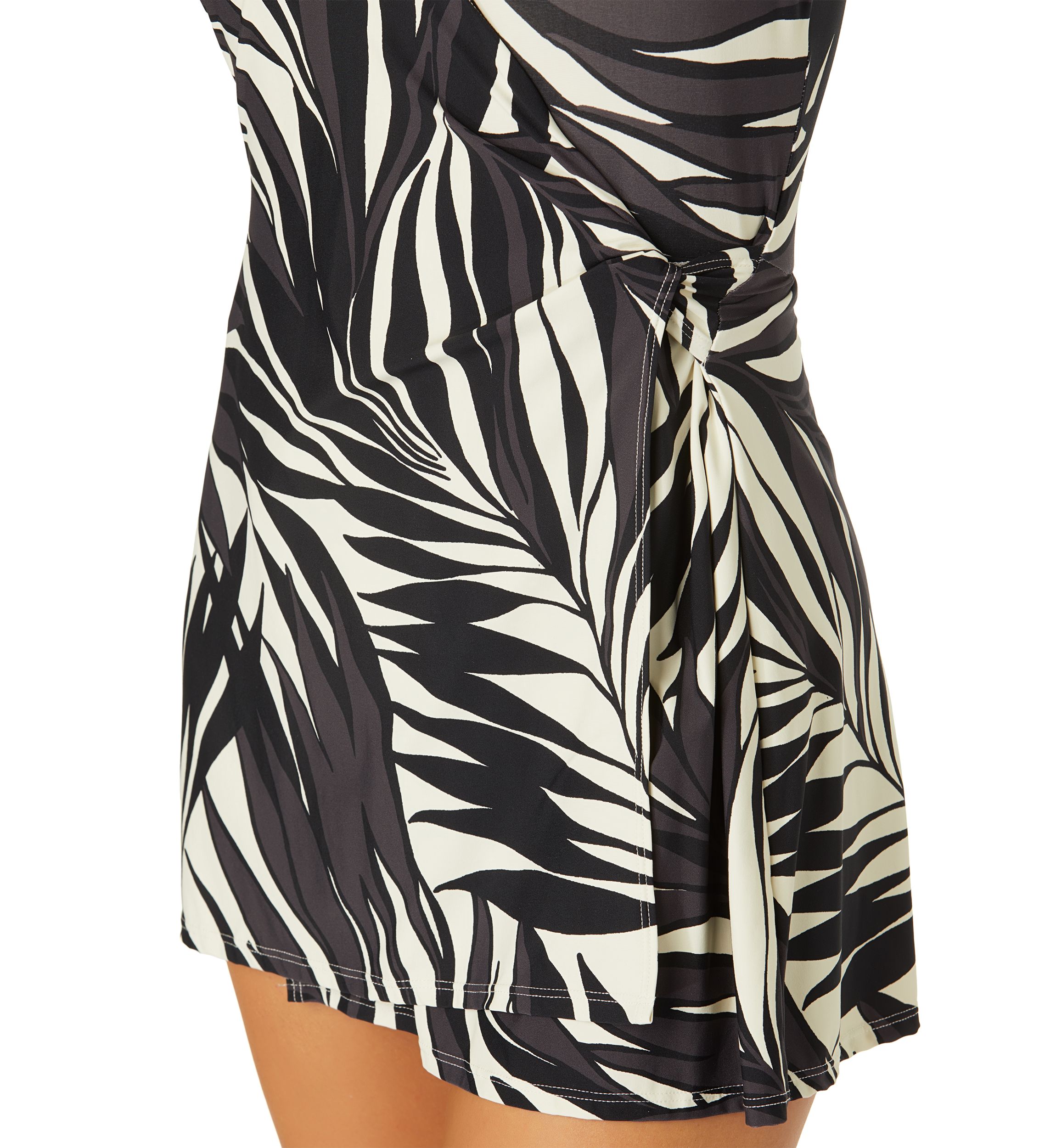 Palm Print Surplice Swimdress