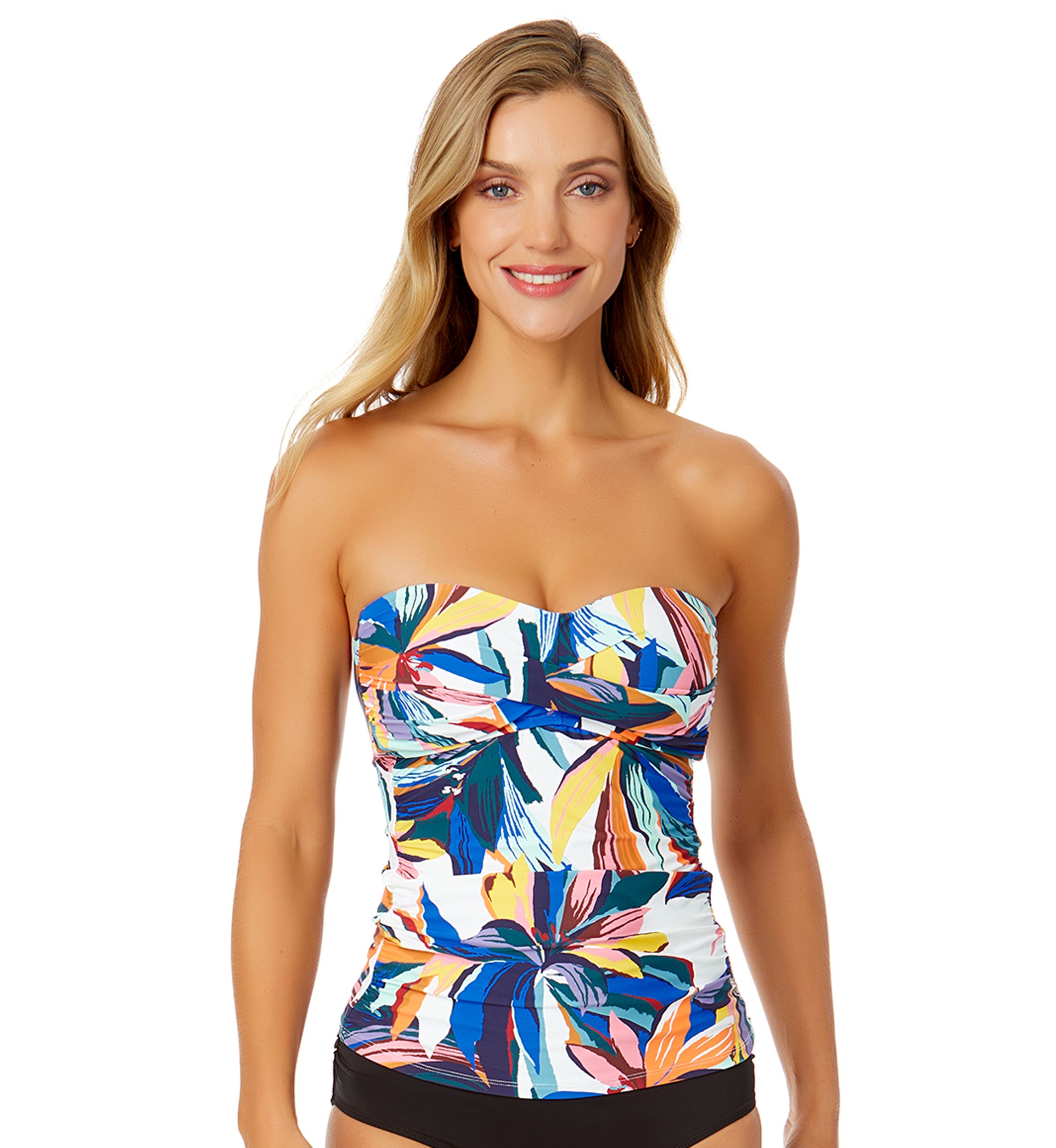 Riviera Floral Twist Bandeau Tankini Swim Top 