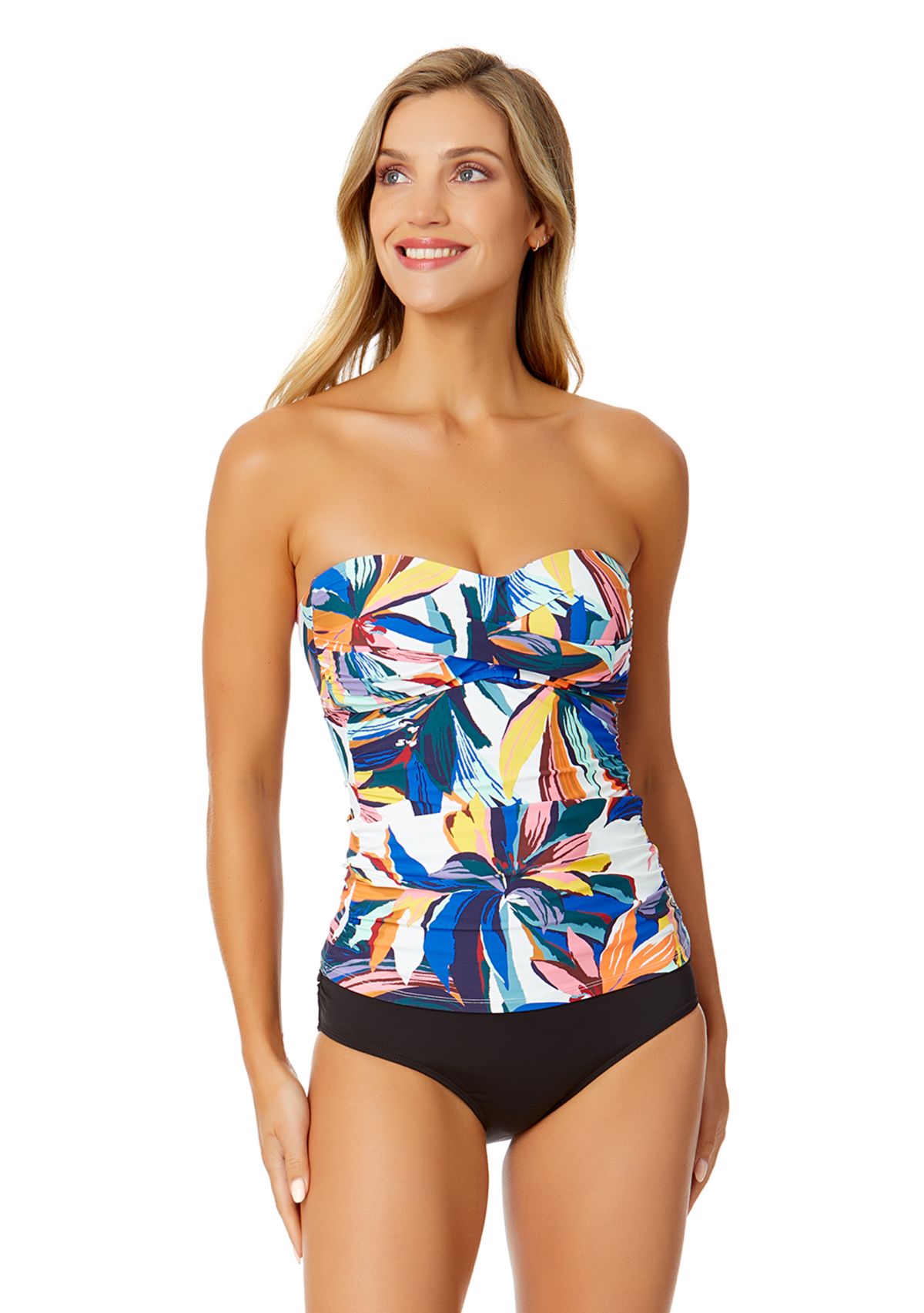 Riviera Floral Twist Bandeau Tankini Swim Top 