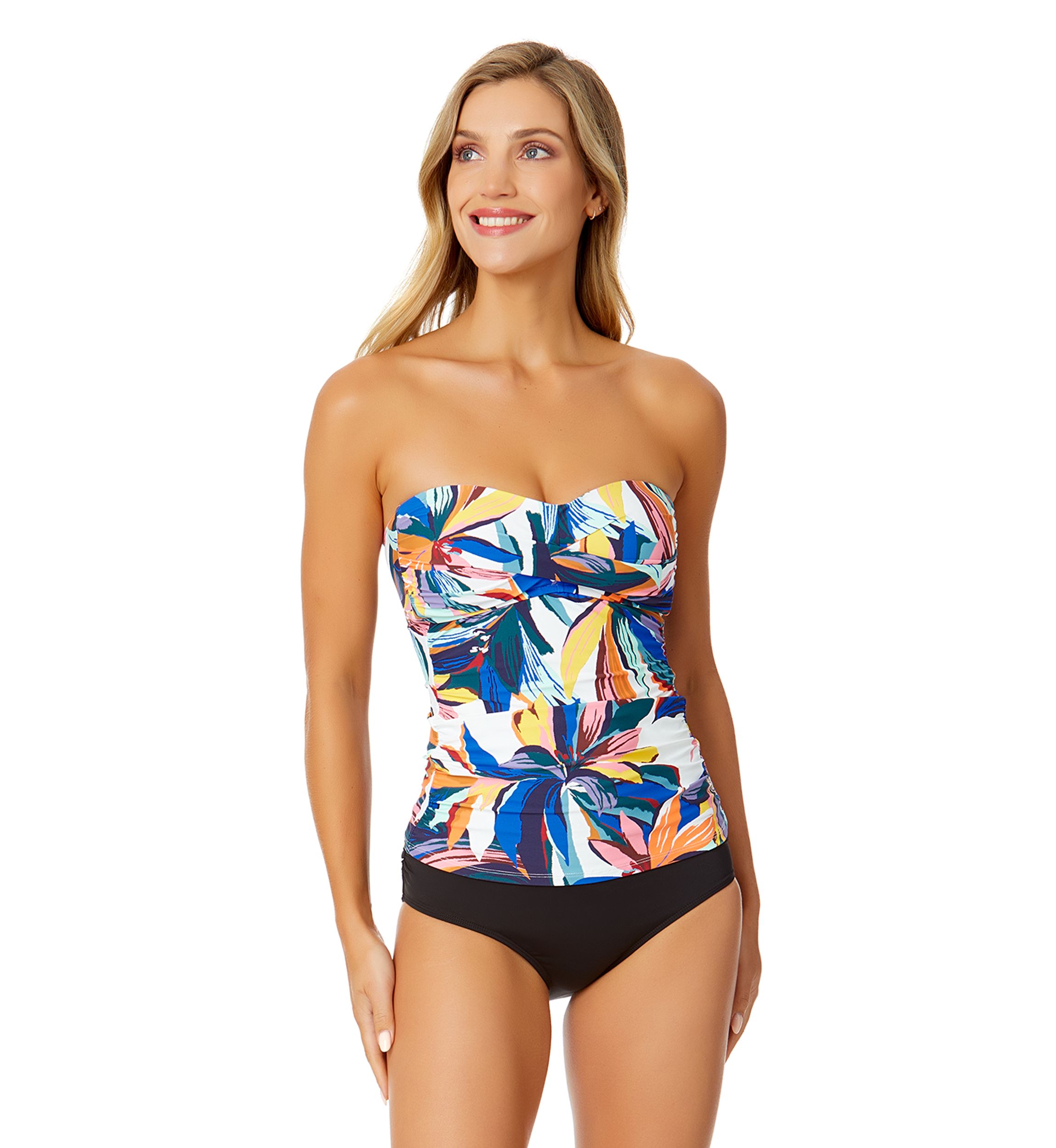 Riviera Floral Twist Bandeau Tankini Swim Top 