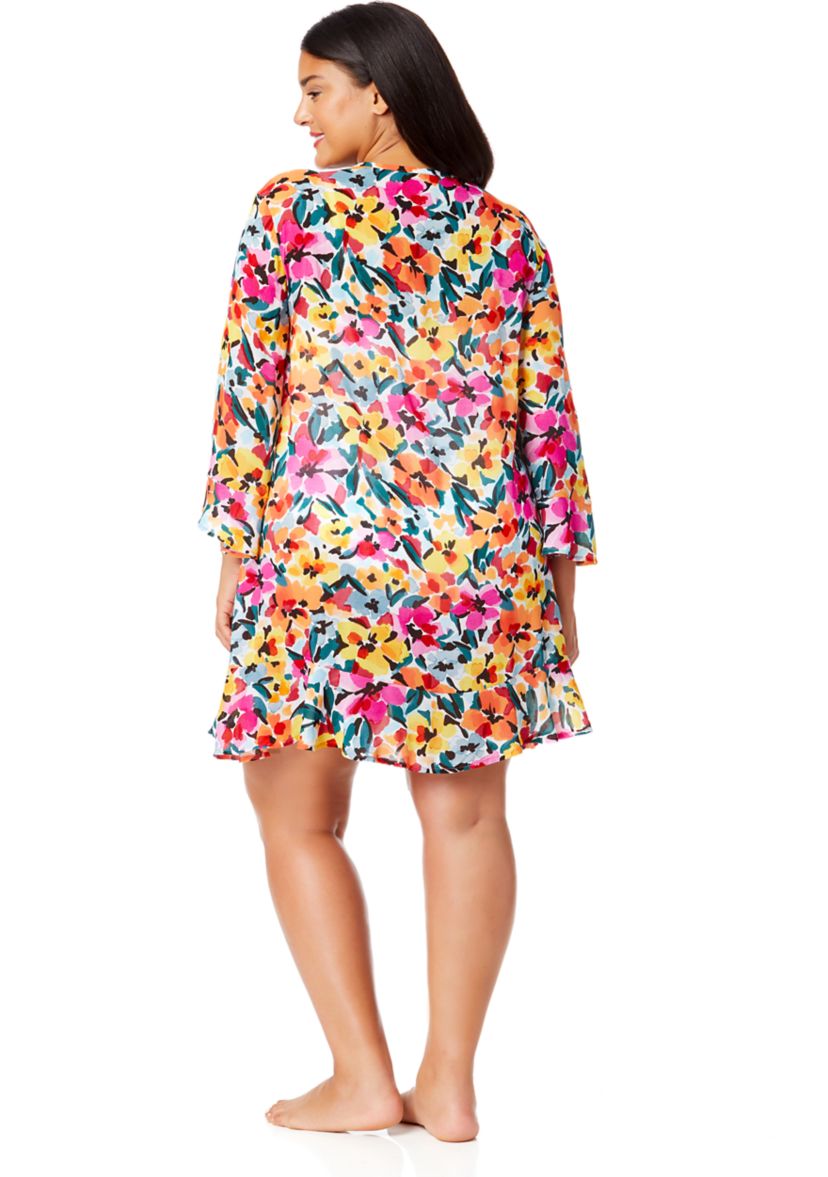 Gradient Floral Cover Up