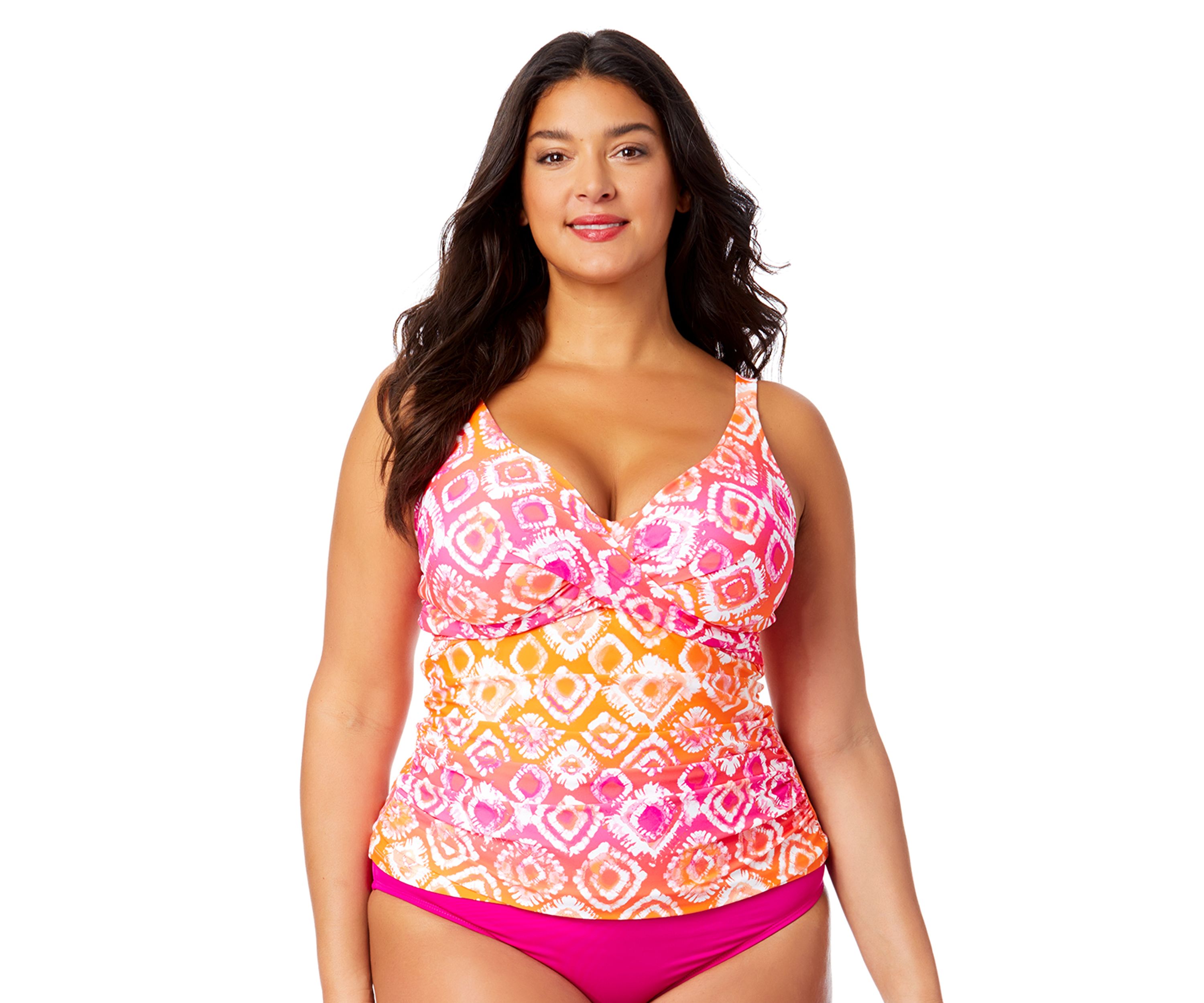 Plus Size Tie Dye Underwire Tankini Swim Top 