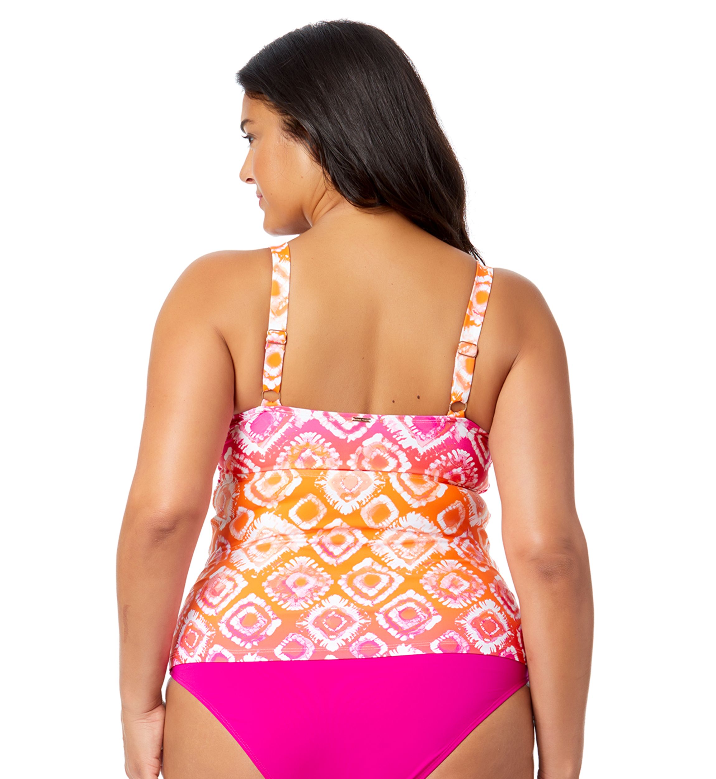 Plus Size Tie Dye Underwire Tankini Swim Top 