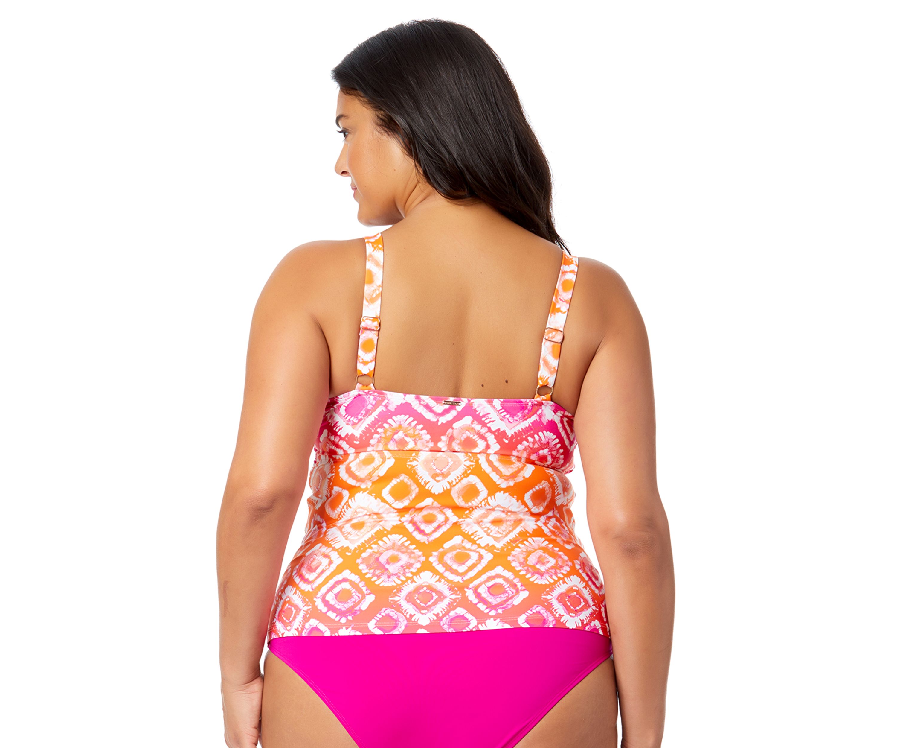 Plus Size Tie Dye Underwire Tankini Swim Top 