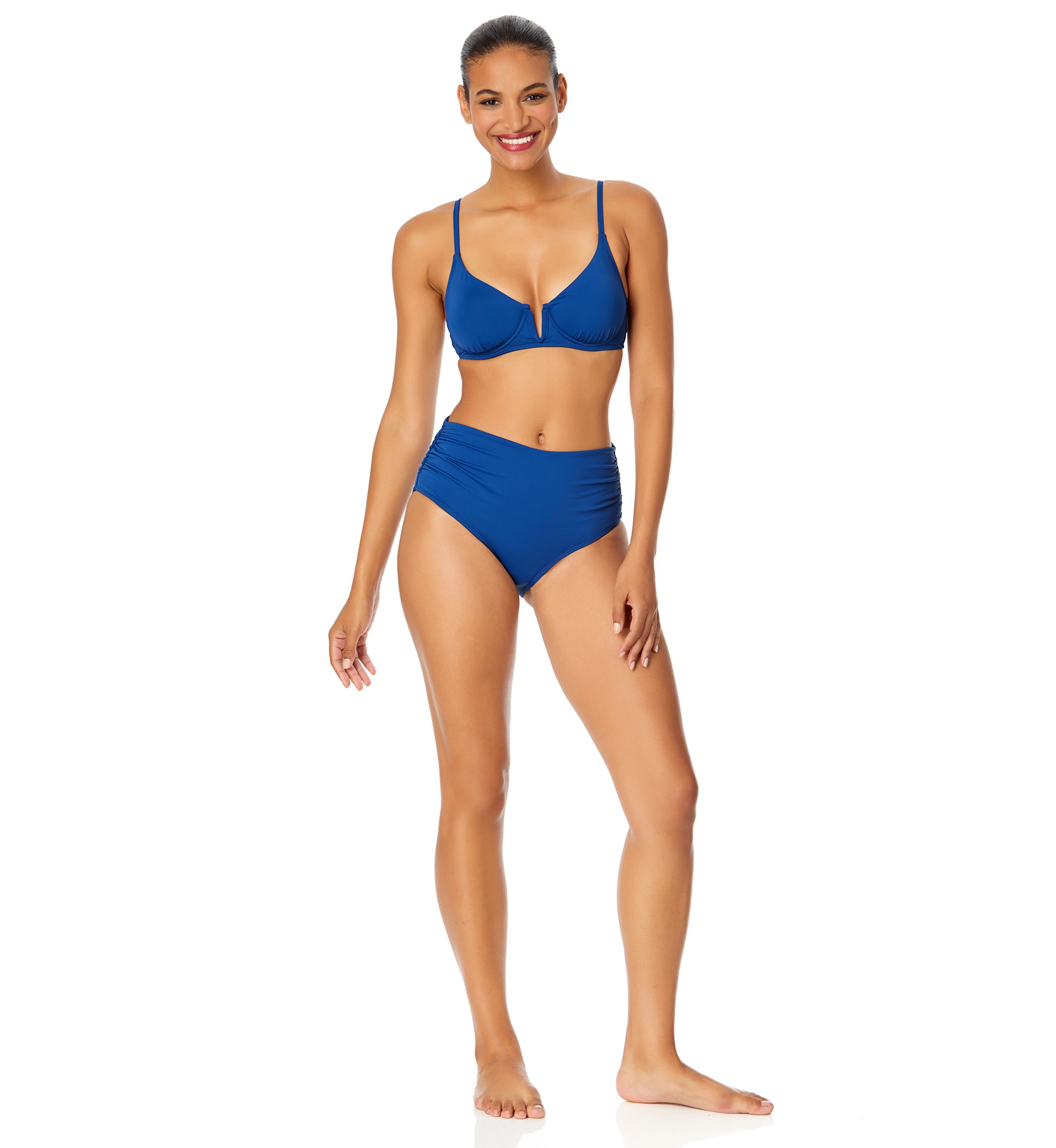 CONVERTIBLE SHIRRED HI-LOW BIKINI BOTTOM