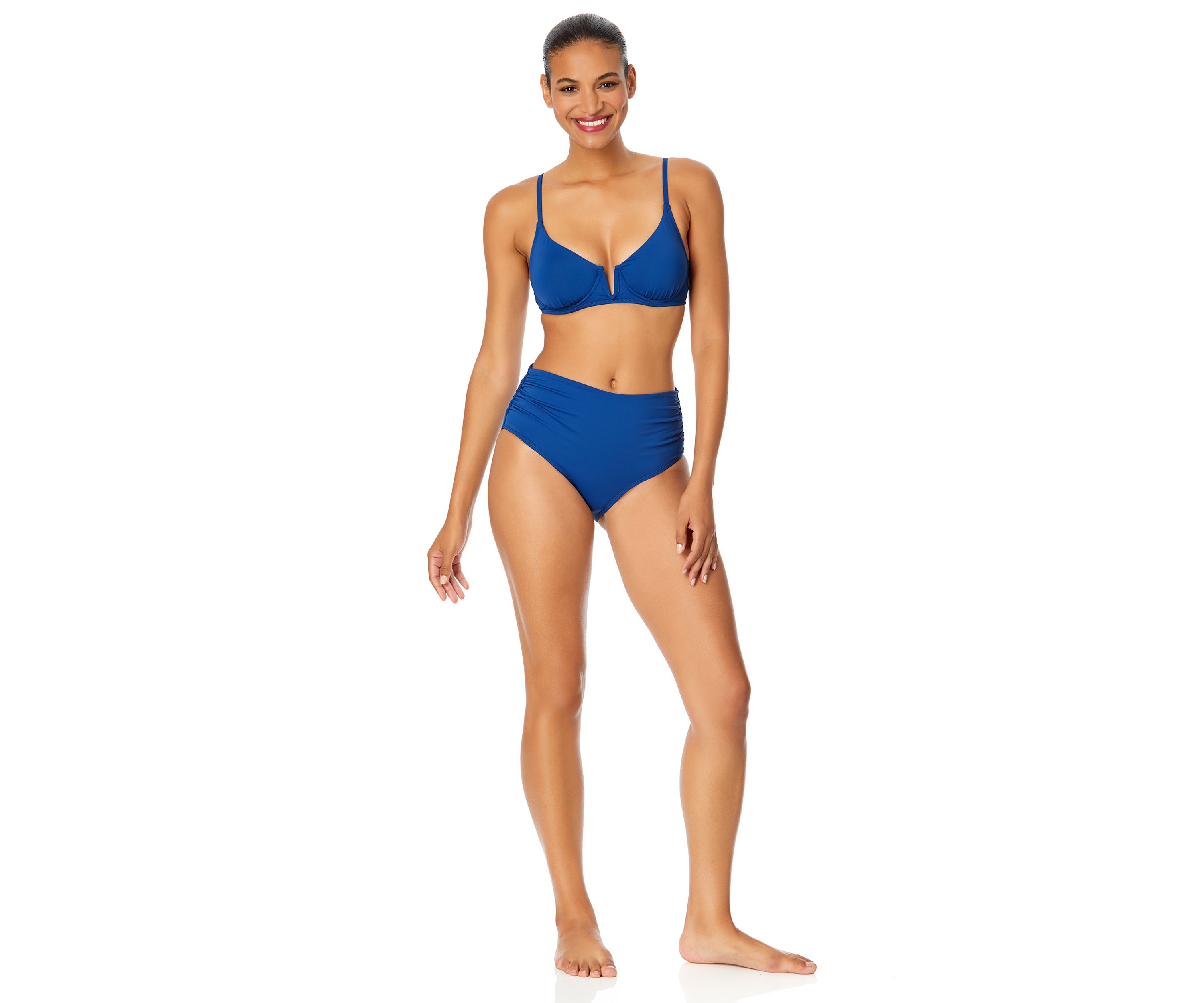 CONVERTIBLE SHIRRED HI-LOW BIKINI BOTTOM