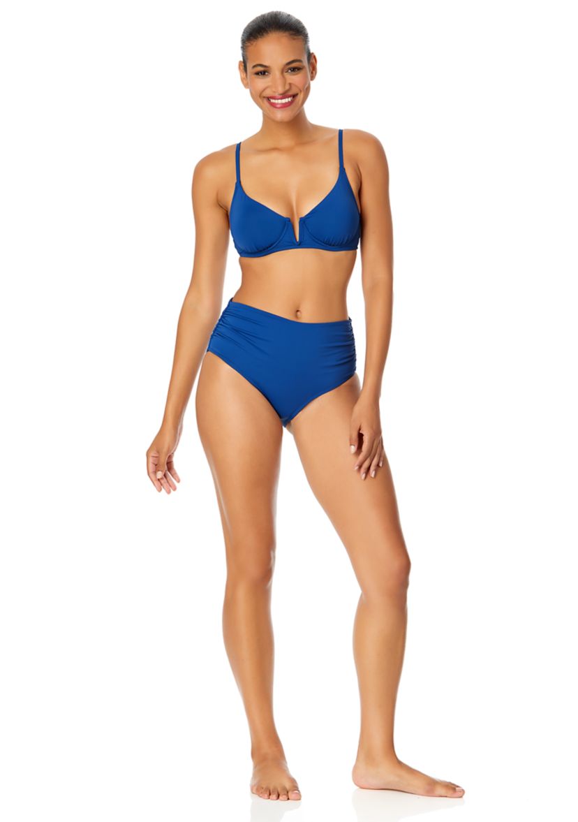 CONVERTIBLE SHIRRED HI-LOW BIKINI BOTTOM