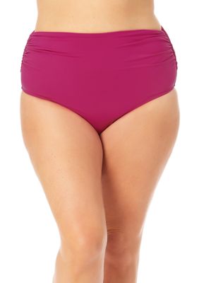 Time and True Women's and Women's Plus Wide Rib Swim Bottoms with Cut Out