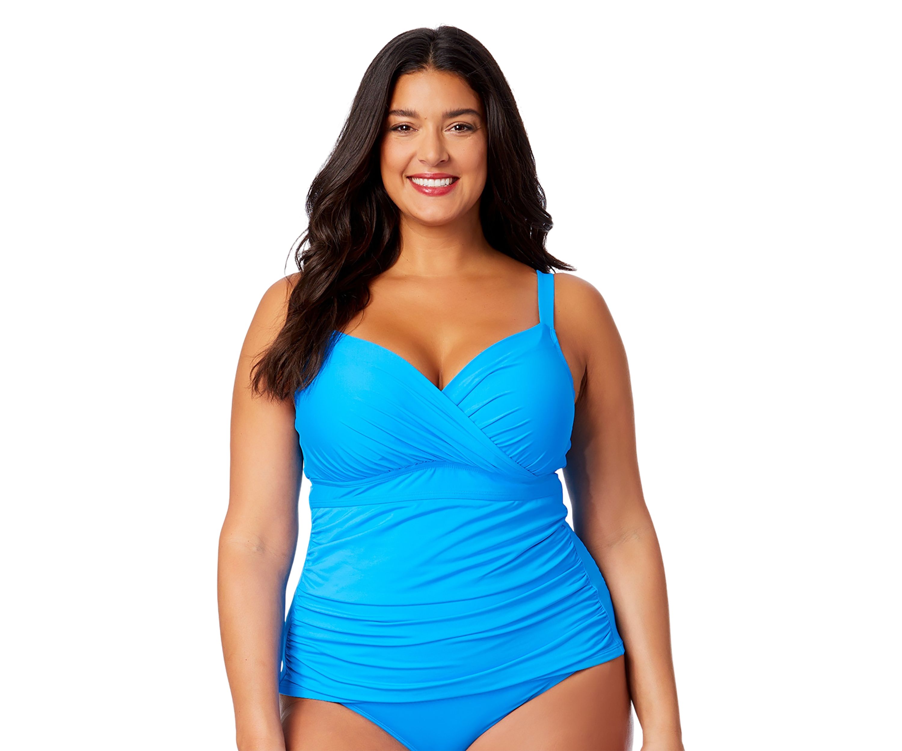 Plus Size Solid Underwire Twist Tankini Swim Top 