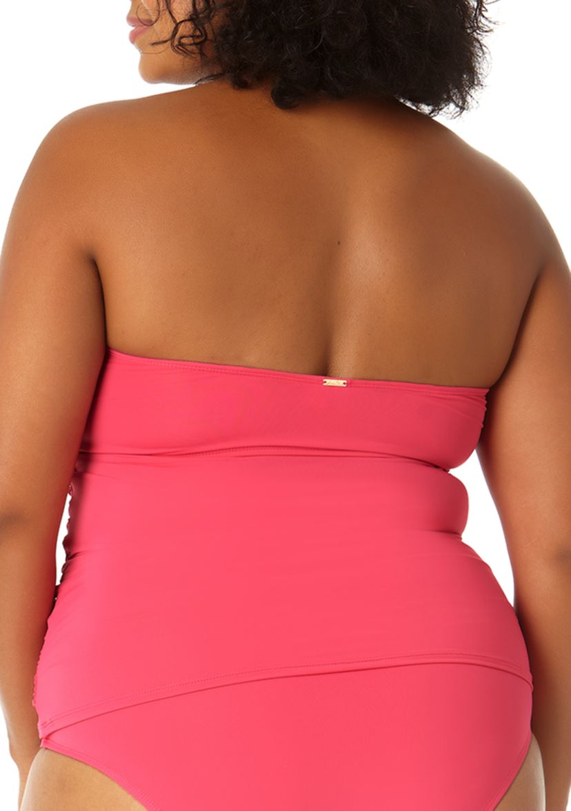 Plus Size Twist Front Shirred Swim Bandeaukini