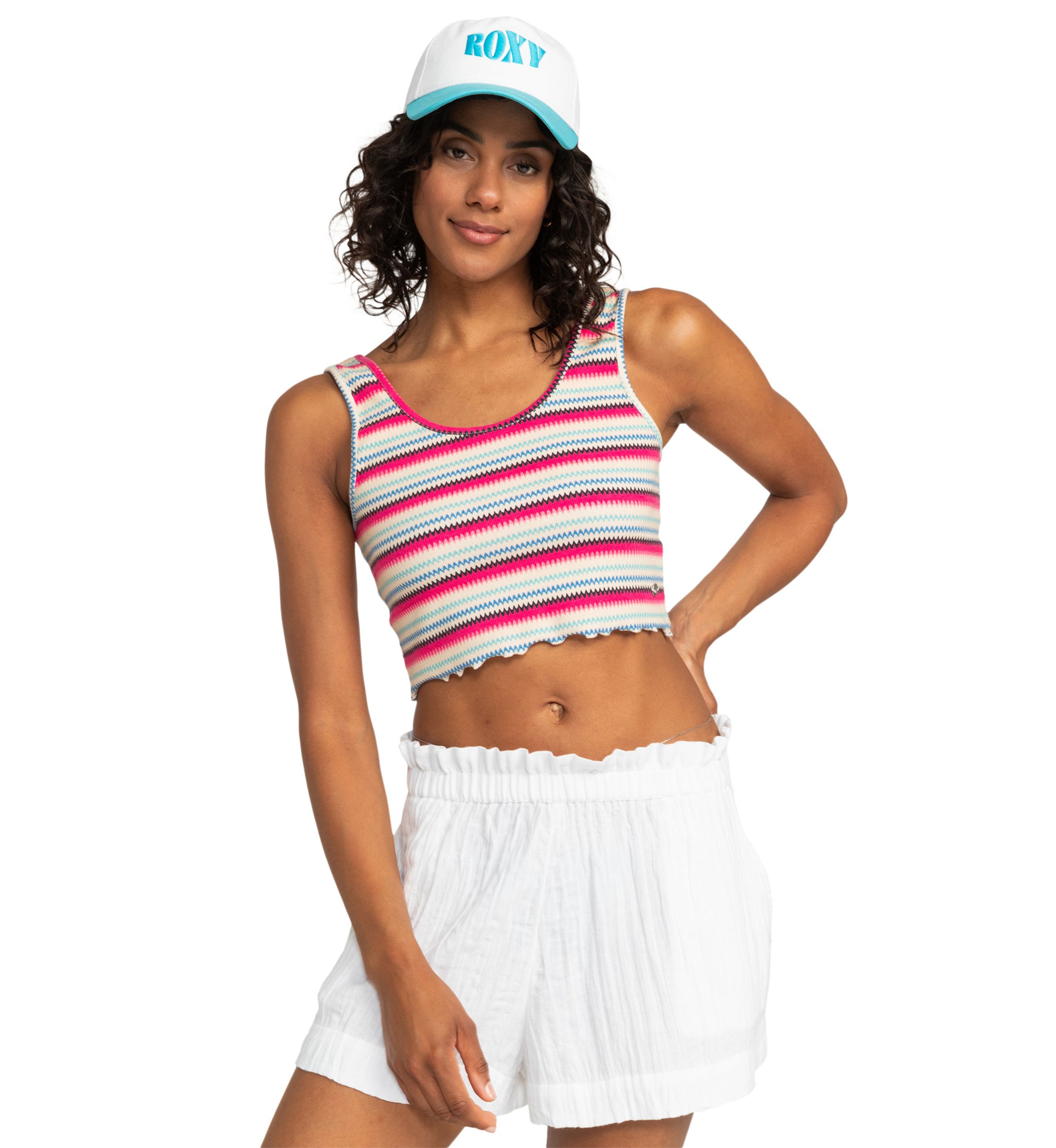 Keep it Wavy Printed Cropped Tank 