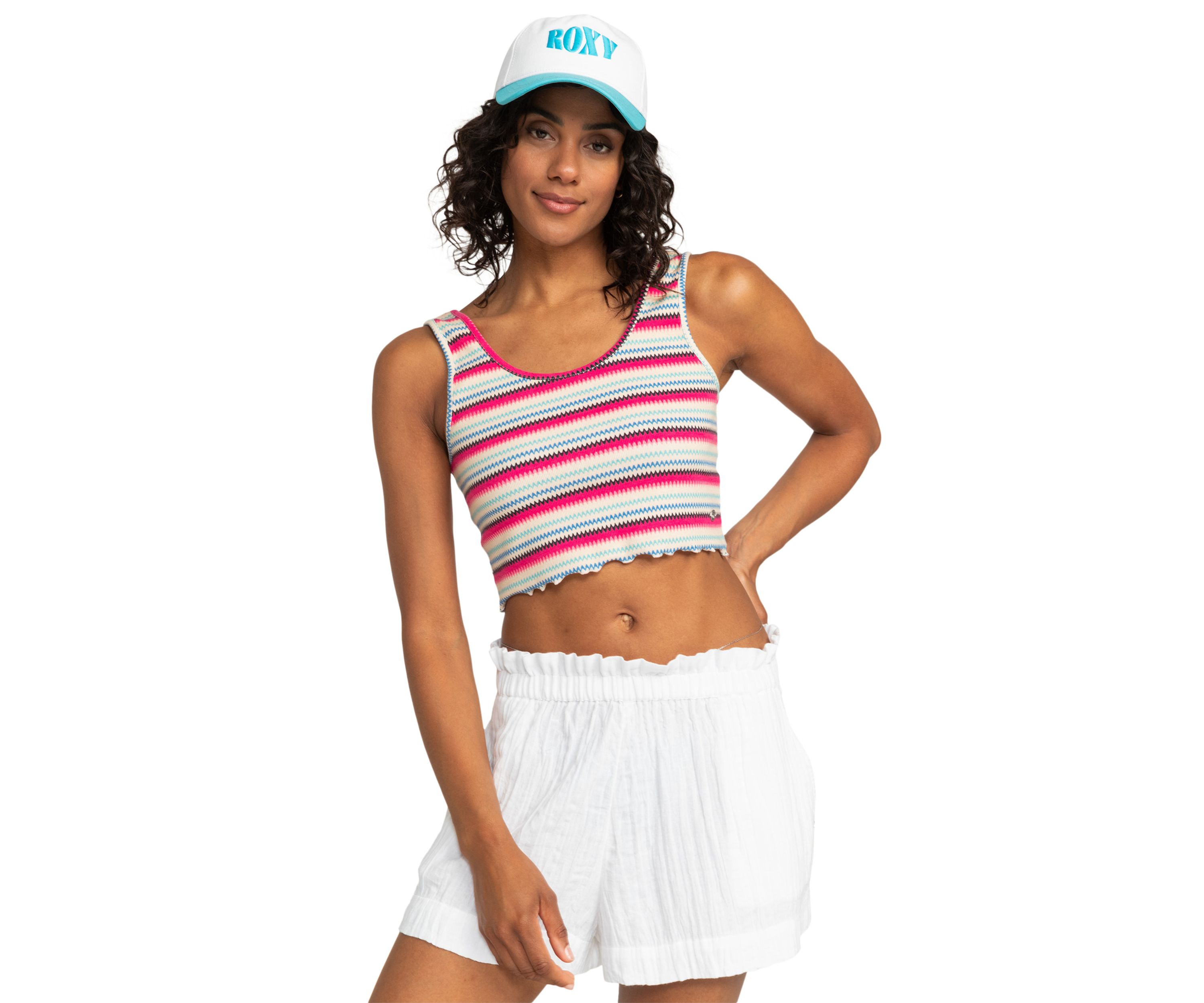 Keep it Wavy Printed Cropped Tank 