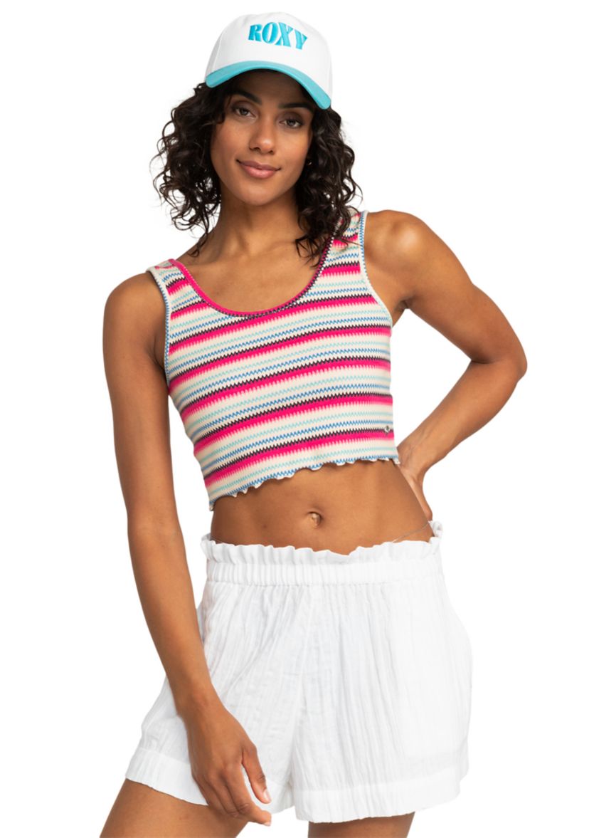 Keep it Wavy Printed Cropped Tank 