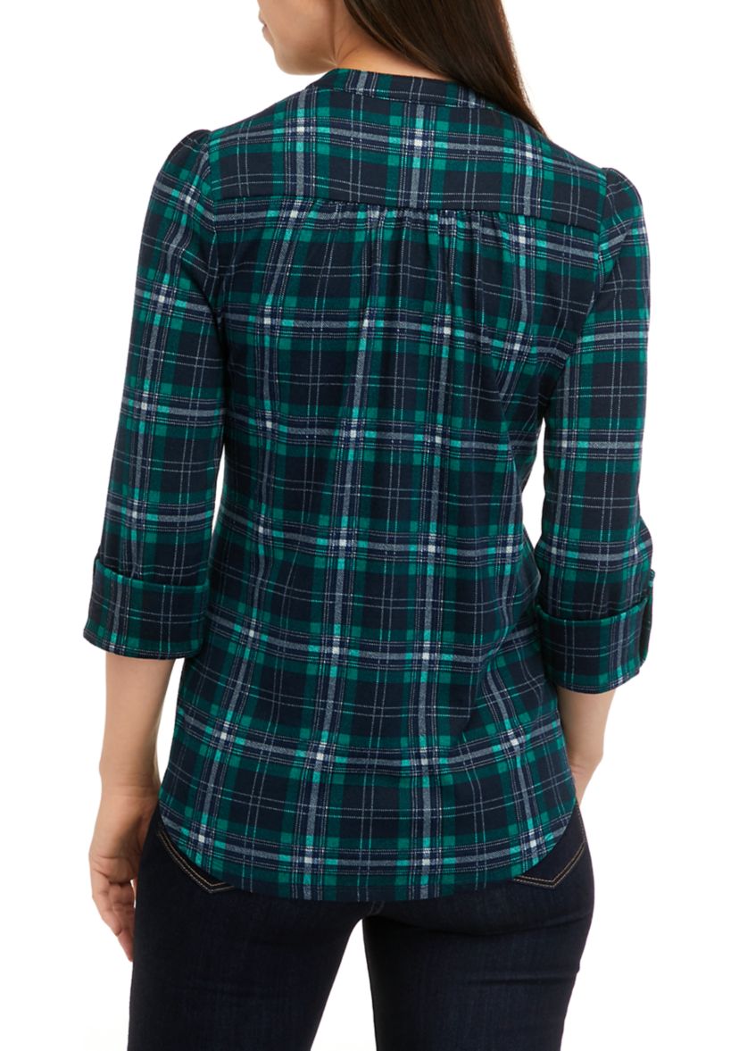 Womens 3/4 Sleeve Henley Hacci Top