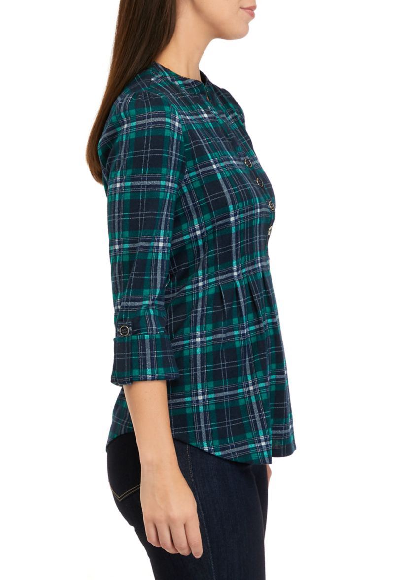 Womens 3/4 Sleeve Henley Hacci Top