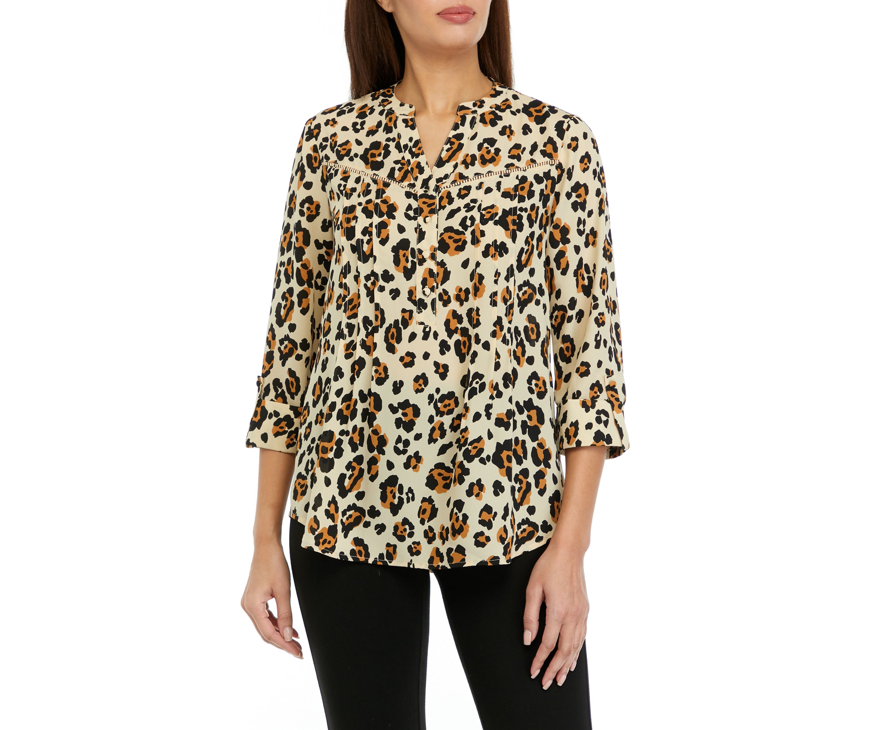 Womens Animal Print Woven Top