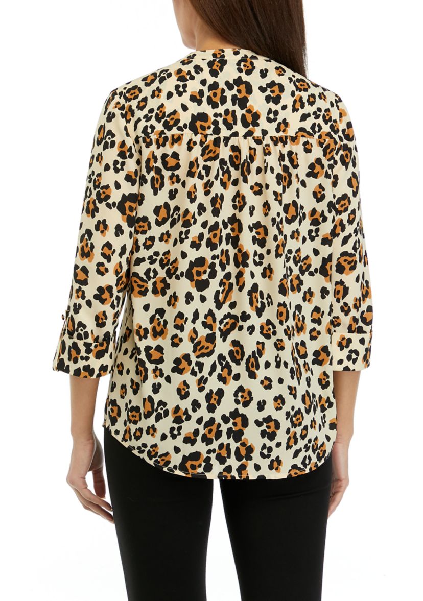 Womens Animal Print Woven Top