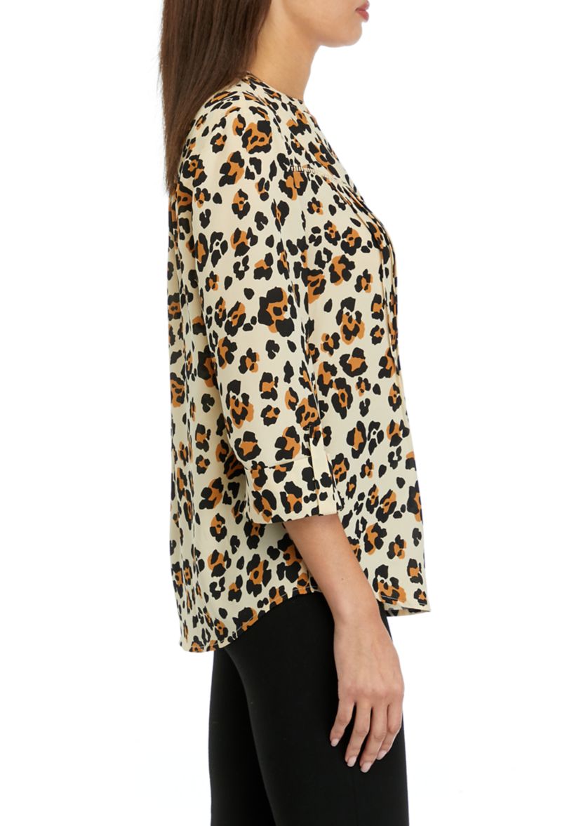 Womens Animal Print Woven Top
