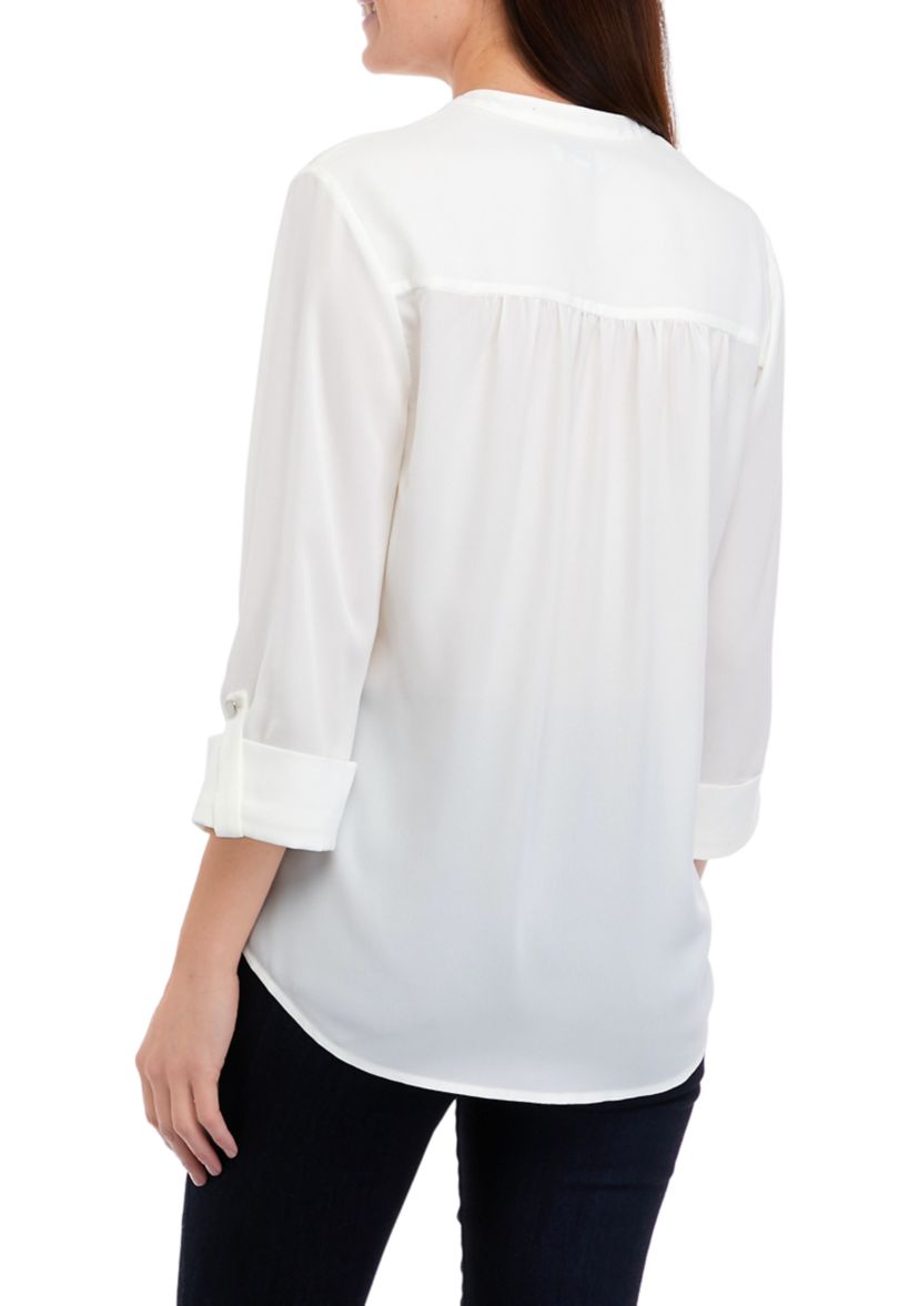 Womens Roll Tab Dobby Henley Shirt
