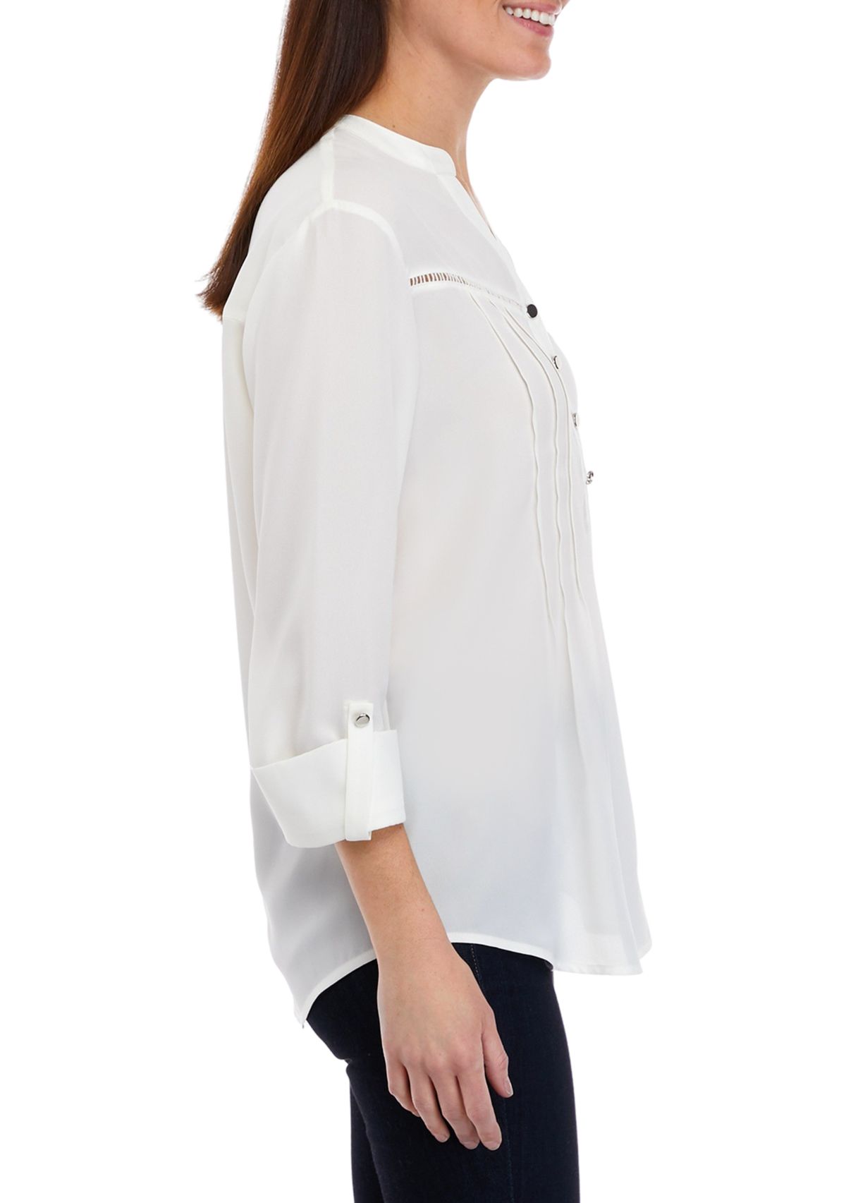 Womens Roll Tab Dobby Henley Shirt