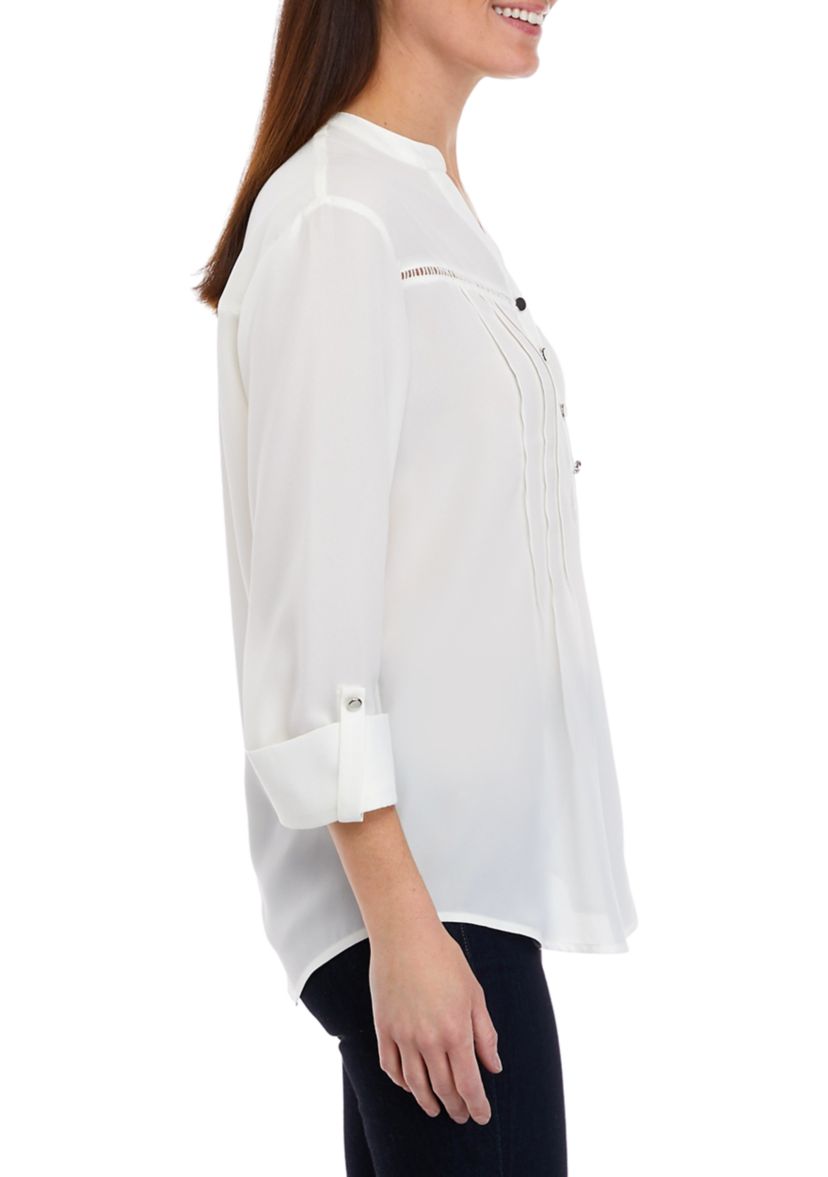 Womens Roll Tab Dobby Henley Shirt