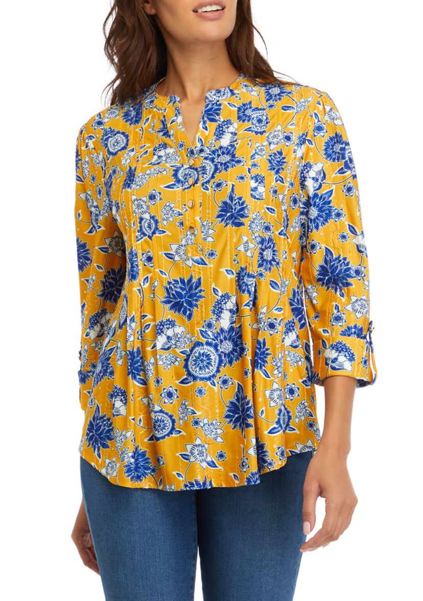 Womens 3/4 Sleeve Henley Shirt 