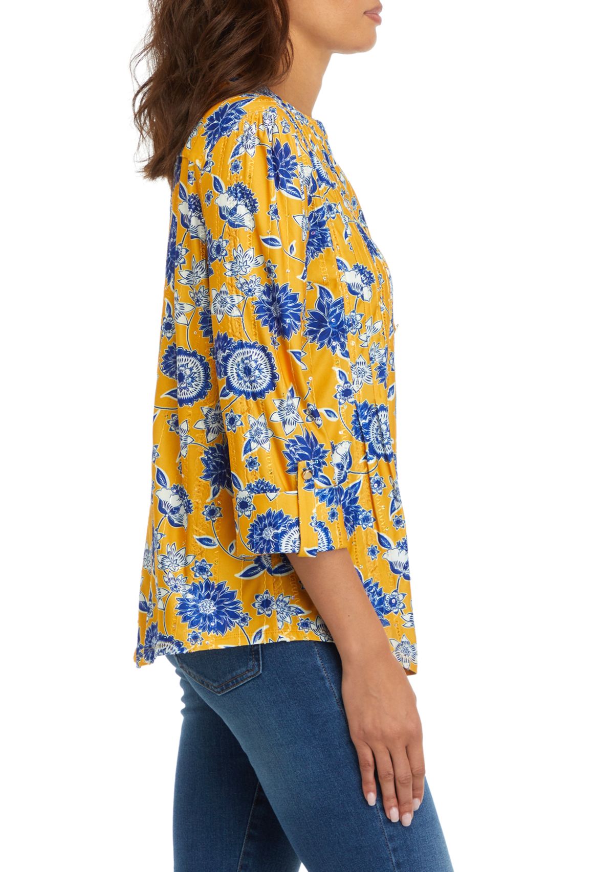 Womens 3/4 Sleeve Henley Shirt 