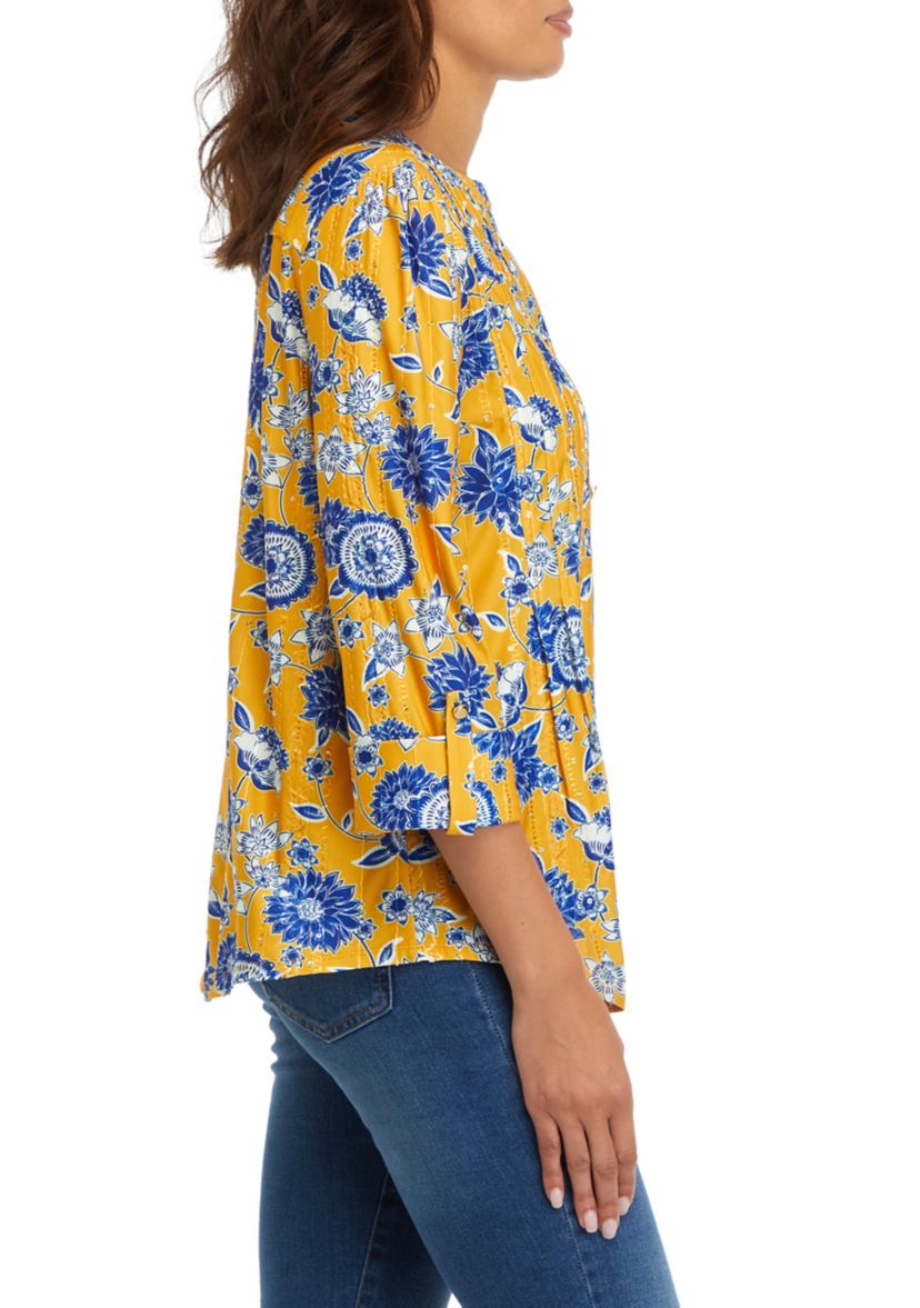 Womens 3/4 Sleeve Henley Shirt 