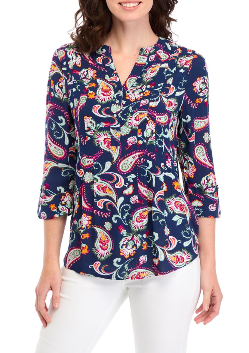 Womens 3/4 Sleeve Henley Shirt 