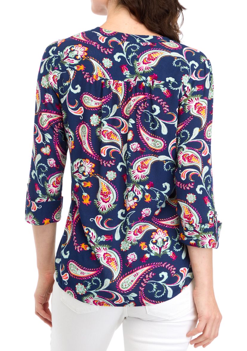 Womens 3/4 Sleeve Henley Shirt 