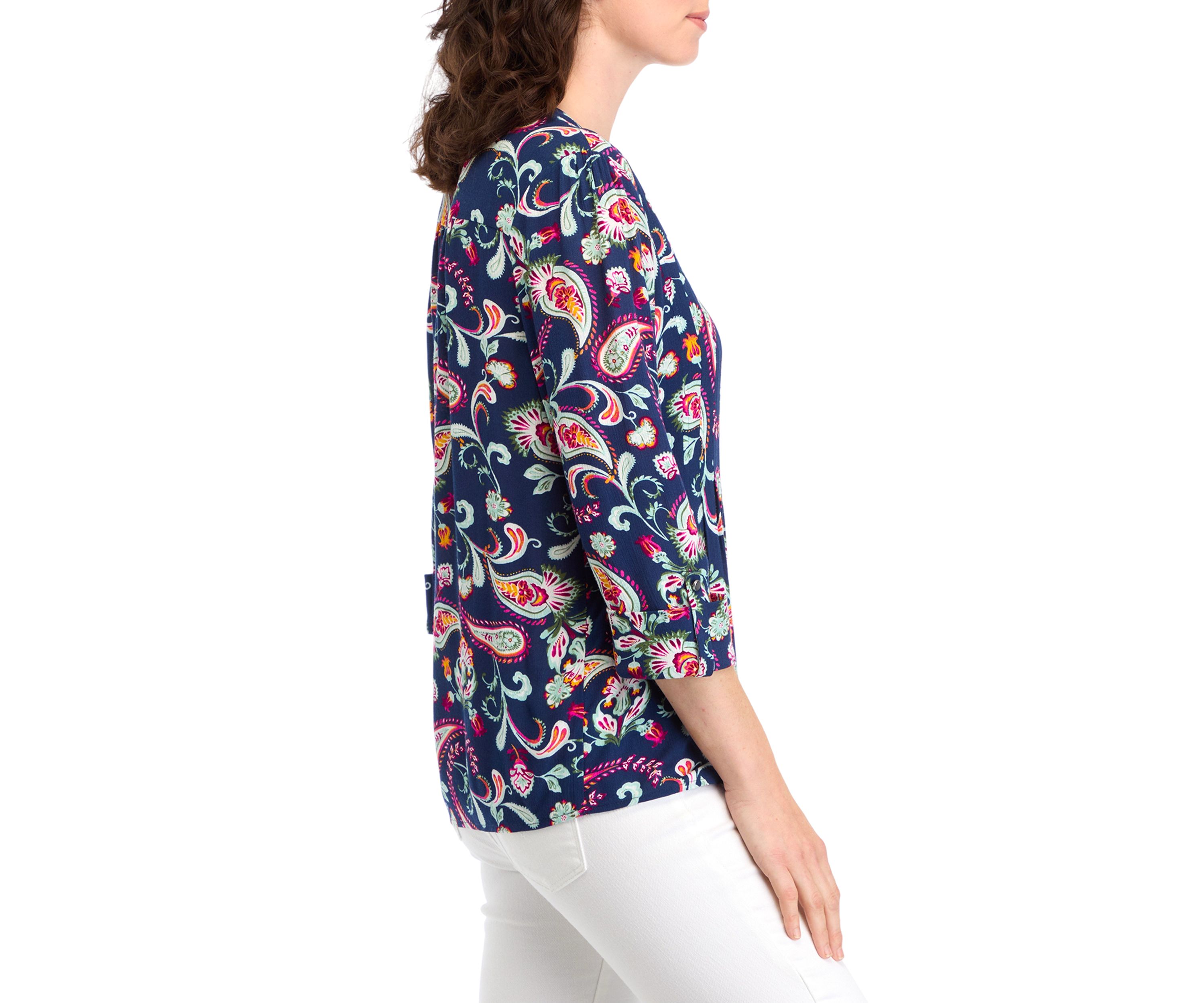 Womens 3/4 Sleeve Henley Shirt 