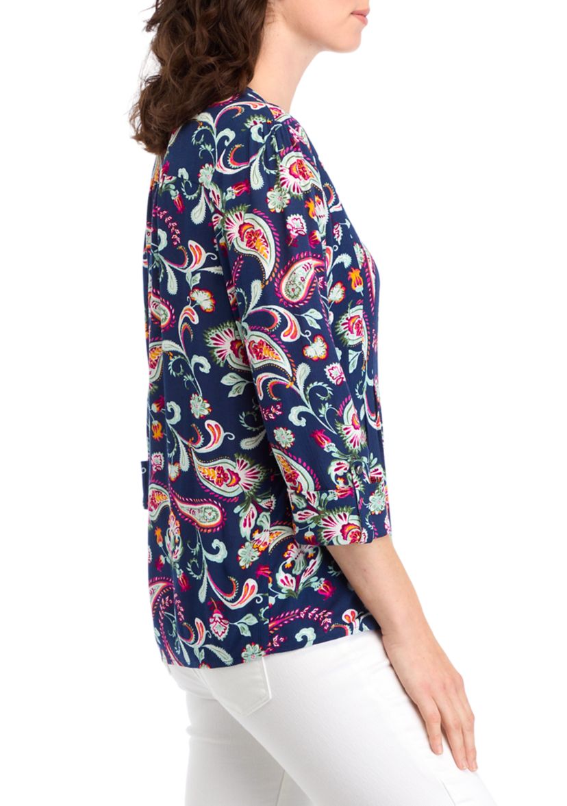 Womens 3/4 Sleeve Henley Shirt 