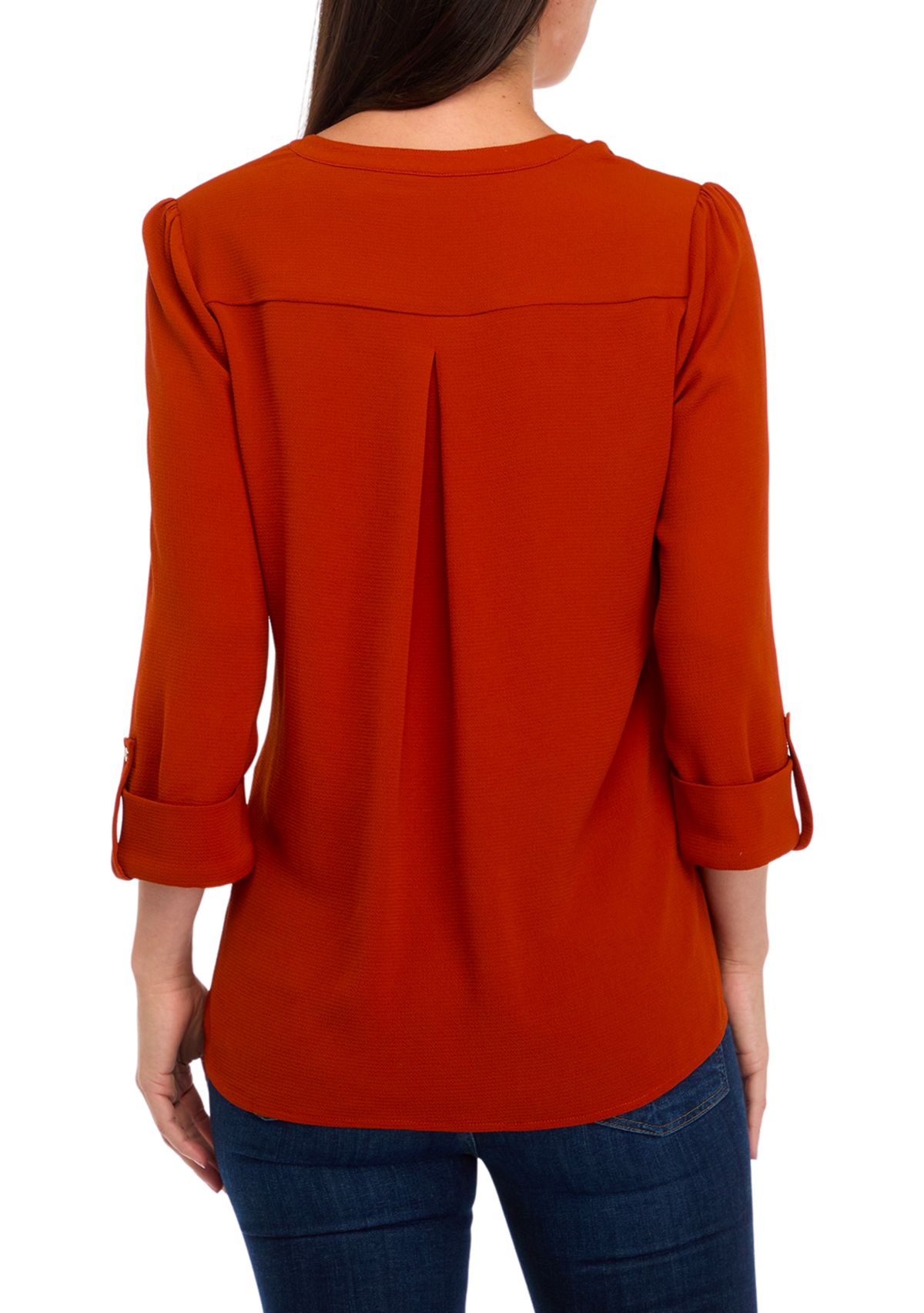 Womens 3/4 Sleeve Hidden Placket Henley Shirt
