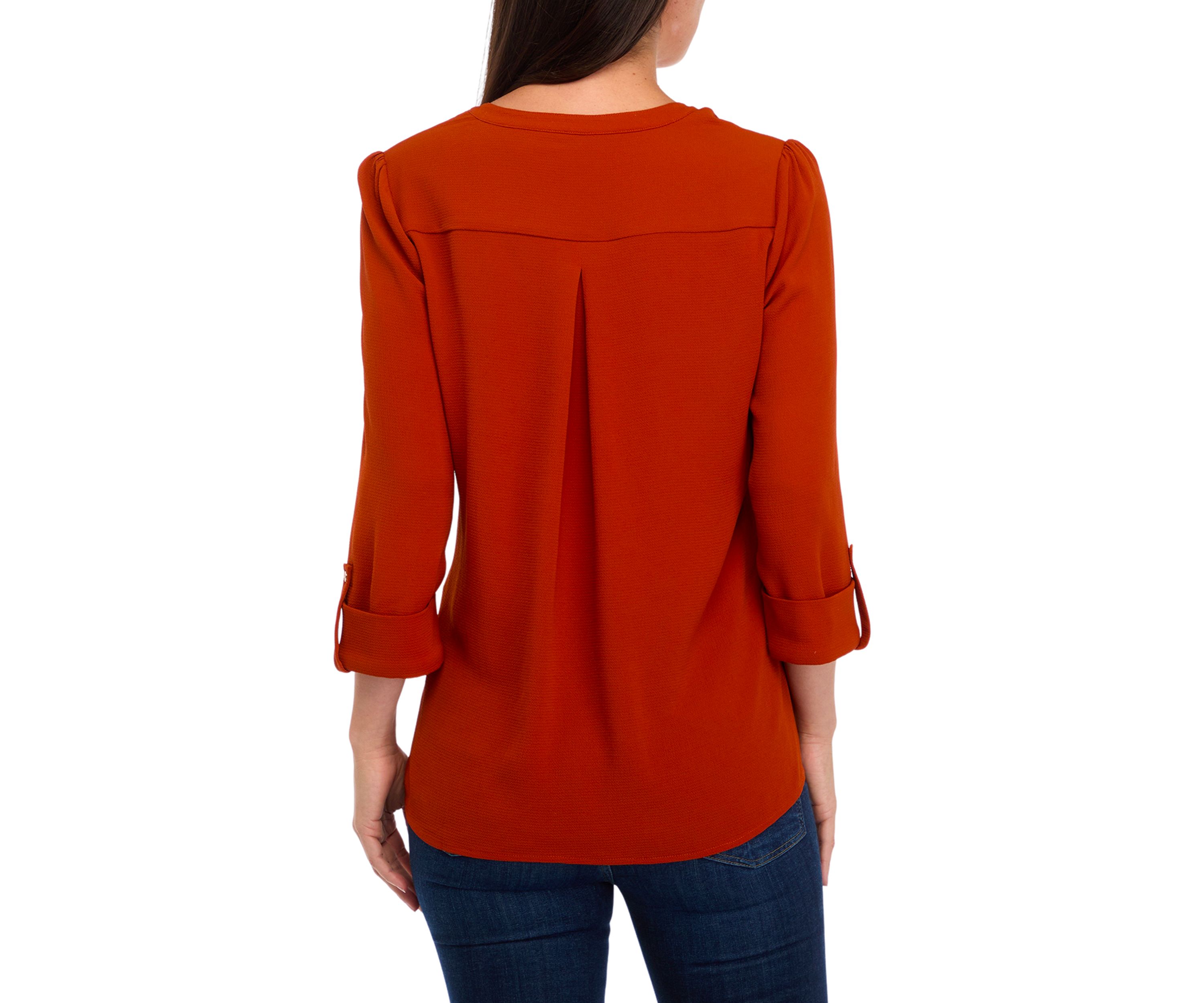 Womens 3/4 Sleeve Hidden Placket Henley Shirt